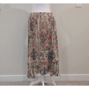 Reba Women's M Boho Cowgirl Western Peasant Lace Knit Mesh High Low Skirt